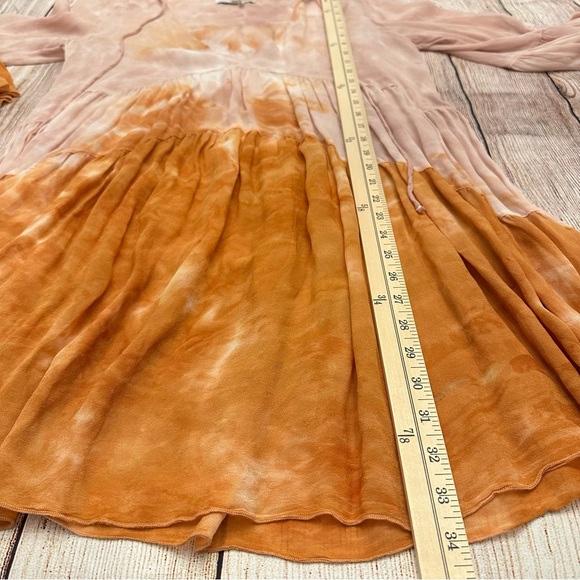 Young Fabulous & Broke Rosa Dress XS Pink Orange Tie Dye Boho Festival Sheer - Picture 4 of 6